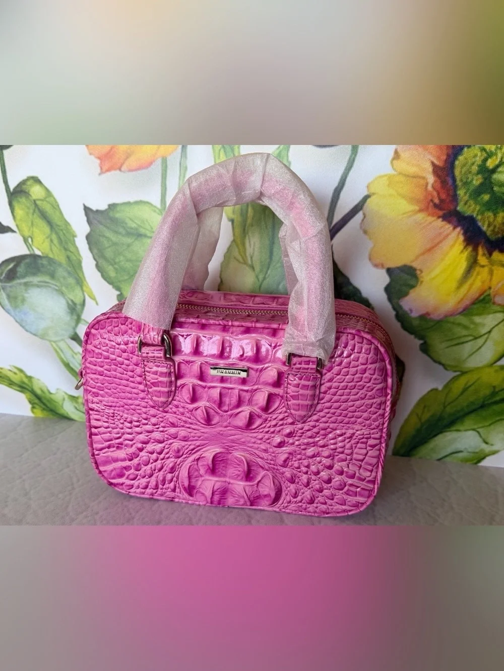 Brahmin Mara Candy Pink Satchel Pretty Eye Placement NWT